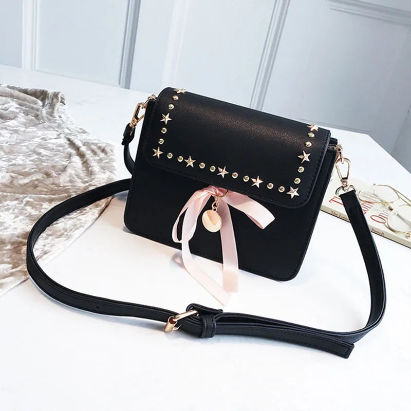 Moeluohouse Для женщин Mori Girl сумка Crossbody Flap заклепки шарфы Лук корейский стиль модные