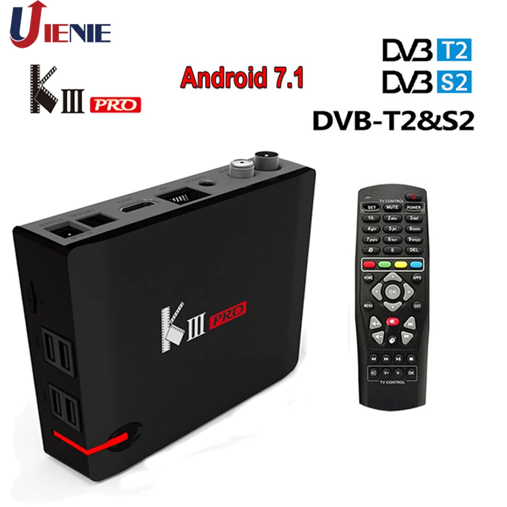 MECOOL KIII PRO ТВ коробка Amologic S912 Octa core Android 7 1 DVB T2 S2 IP 3 GB 16 4 K комбо NEWCAMD Biss ключ