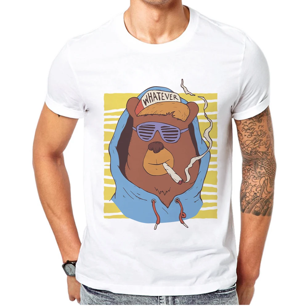 

New Arrival Men T-Shirt Hip Hop Cartoon Creative Bear Printed Mens Tops Tee Short Sleeve Casual Man T Shirts High Quality Tees