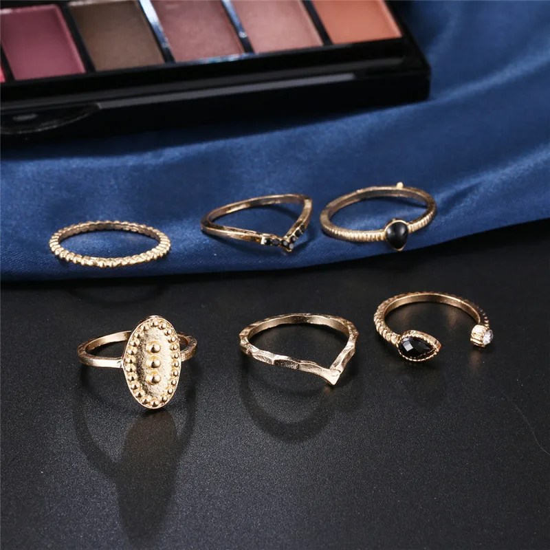 6 шт./компл. модные кольца Богемия Подвеска золотистого цвета Midi палец кольцо