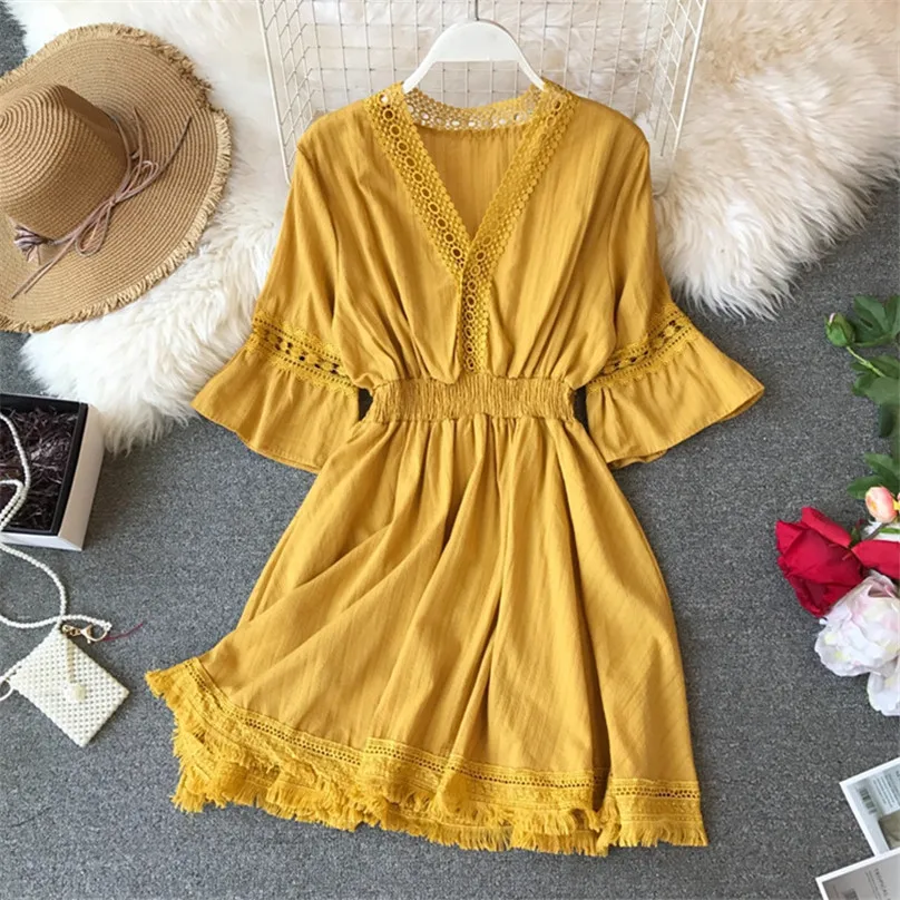 Модное лоскутное мини-платье с бахромой новинка 2019 женское летнее облегающее