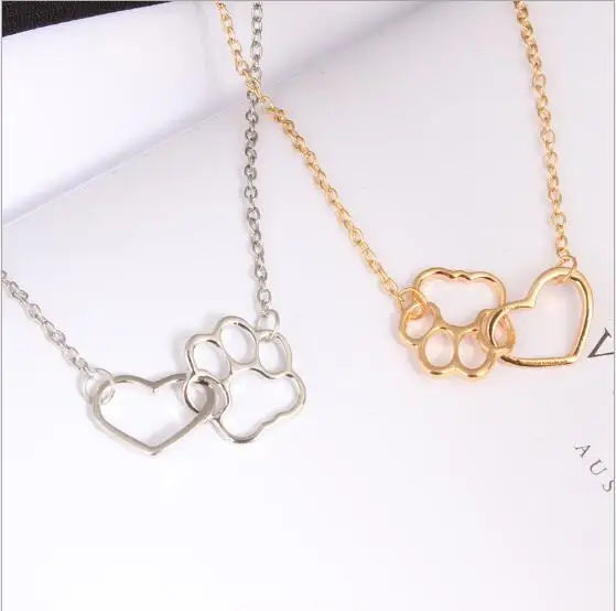 LUMPER Hollow Pet Paw Footprint Necklaces Shellhard Cute Animal Dog Cat Love Heart Pendant Necklace For Women Girls Jewelry 08 | Украшения