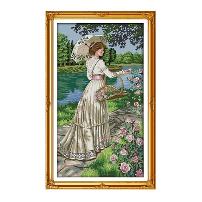 Joy Sunday crossstitch сбор цветов девушка женщина DMC14CT11CTcottonfabric dininghall отель живопись подарок искусство с фабрики - Цвет: XR901