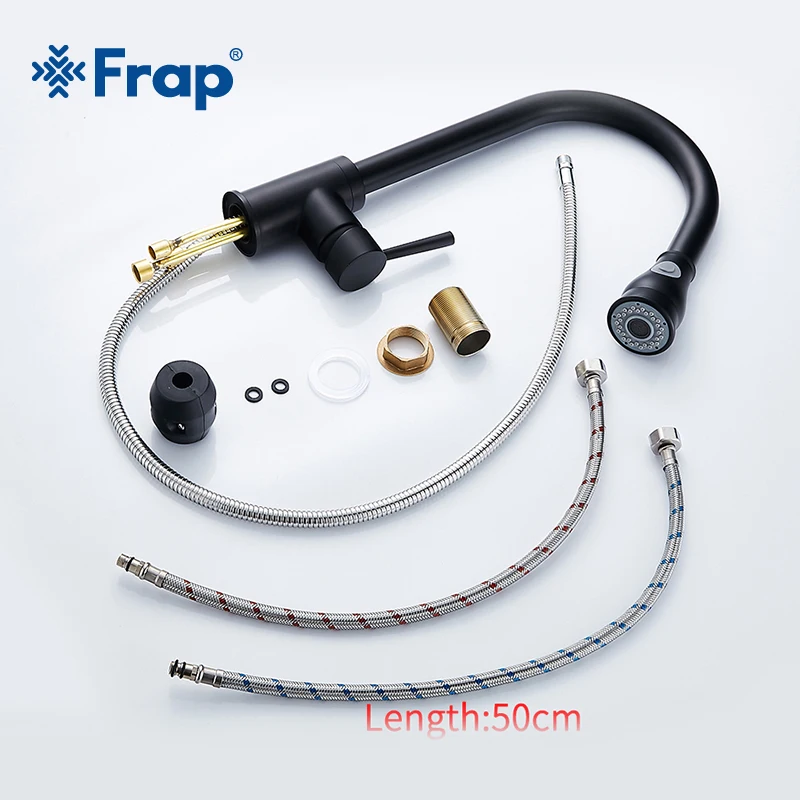 Frap Новое поступление выдвижной кухонный кран черный смеситель для раковины