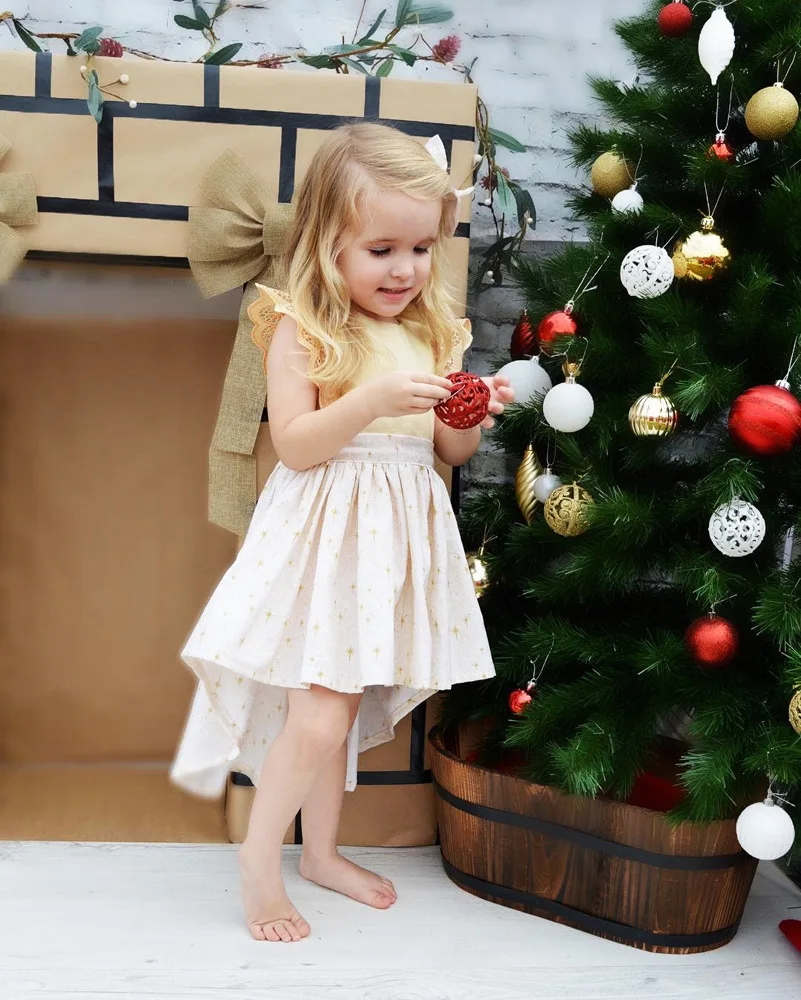 Летнее платье для девочек модное Стильное Сетчатое без рукавов маленьких