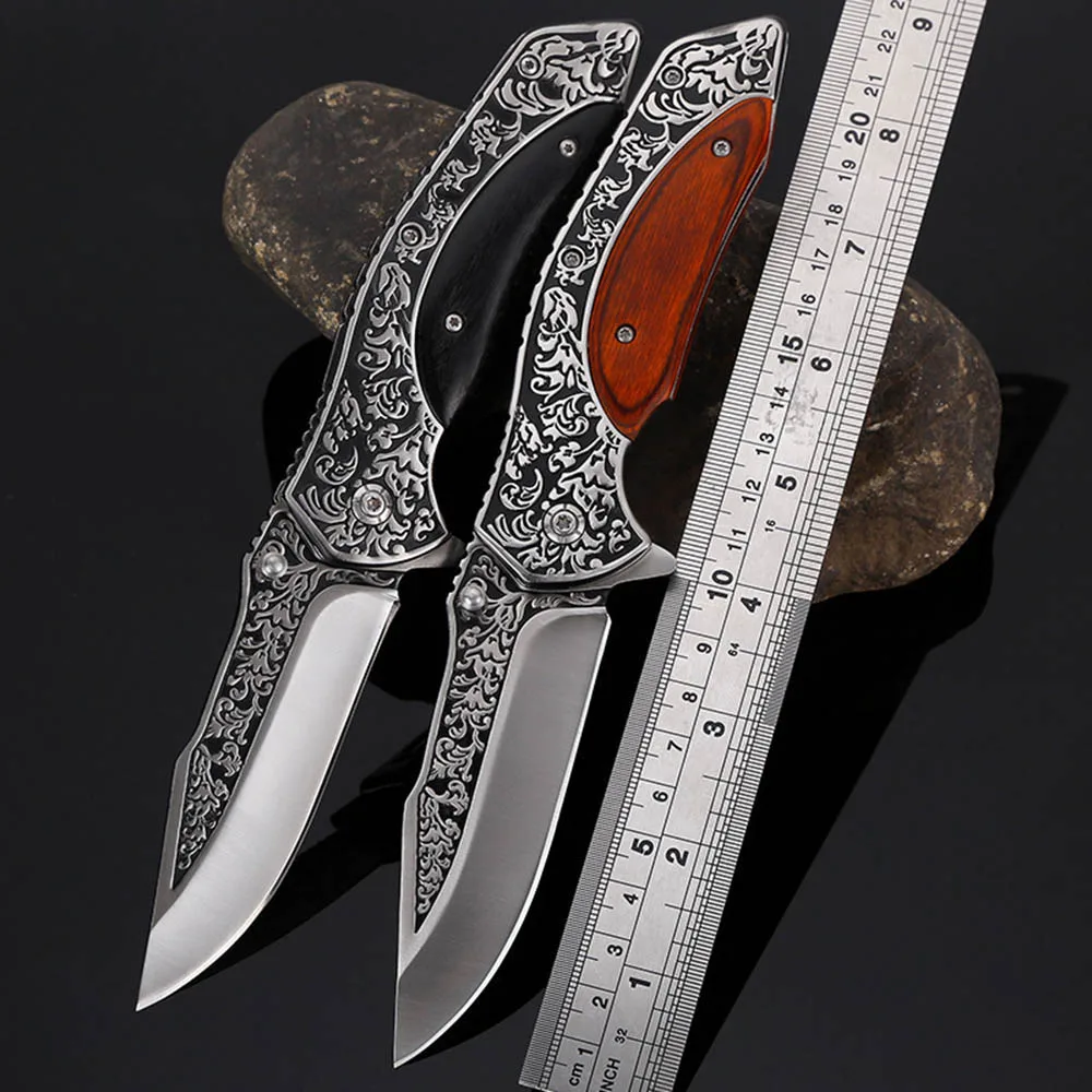 Охотничий нож D063 тактический складной карманный клинок из нержавеющей стали с львиными волками для