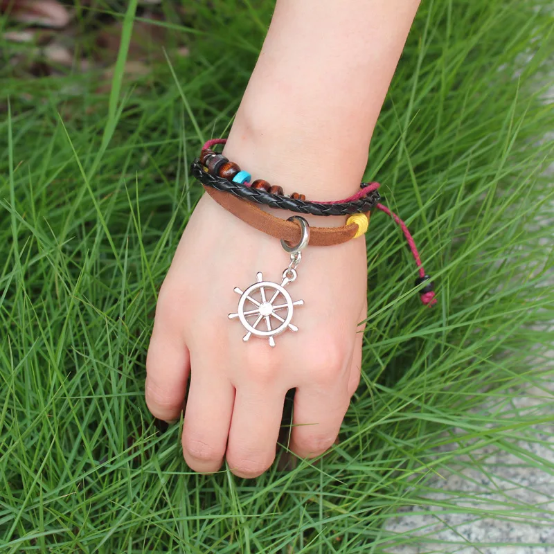 Новинка руль бусины многослойные кожаный браслет | Украшения и аксессуары