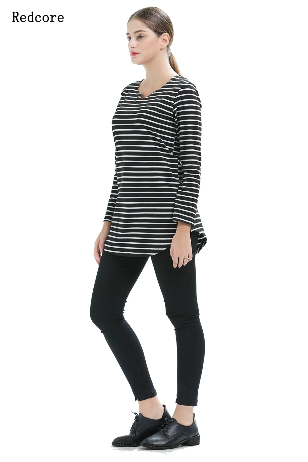 Redcore 2017 Новинка осени Большие размеры женские длинные полосы джемпер свободные V