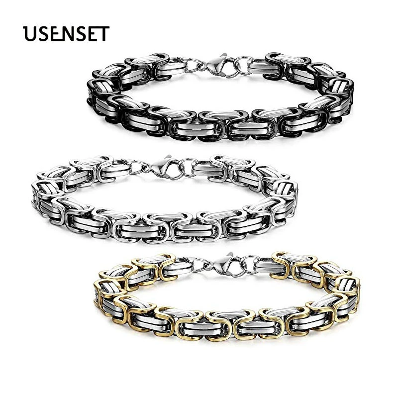 

Byzantine Bracelet Titanium Necklace Men's Stainless Steel Jewelry 4-8mm Emperor chain Gifts Gold Filled