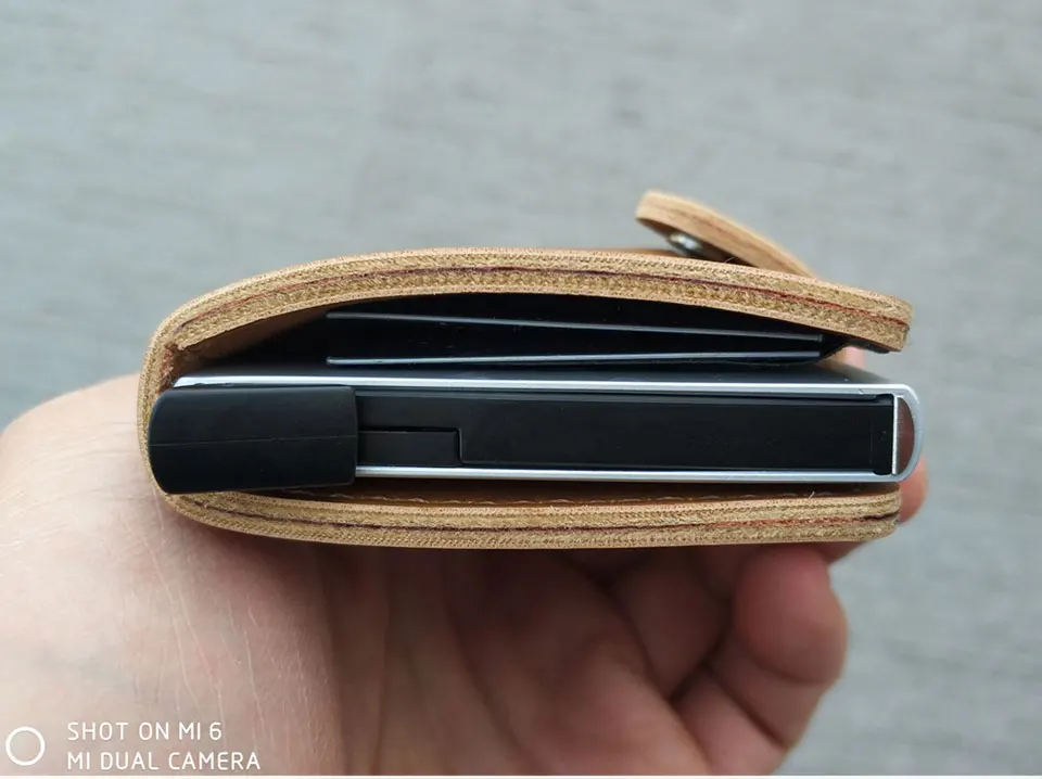 RFID Блокировка, винтажный кредитный держатель для карт, для мужчин, алюминиевый сплав, бизнес чехол для ID карты, автоматический мужской металлический кожаный держатель для карт, кошелек