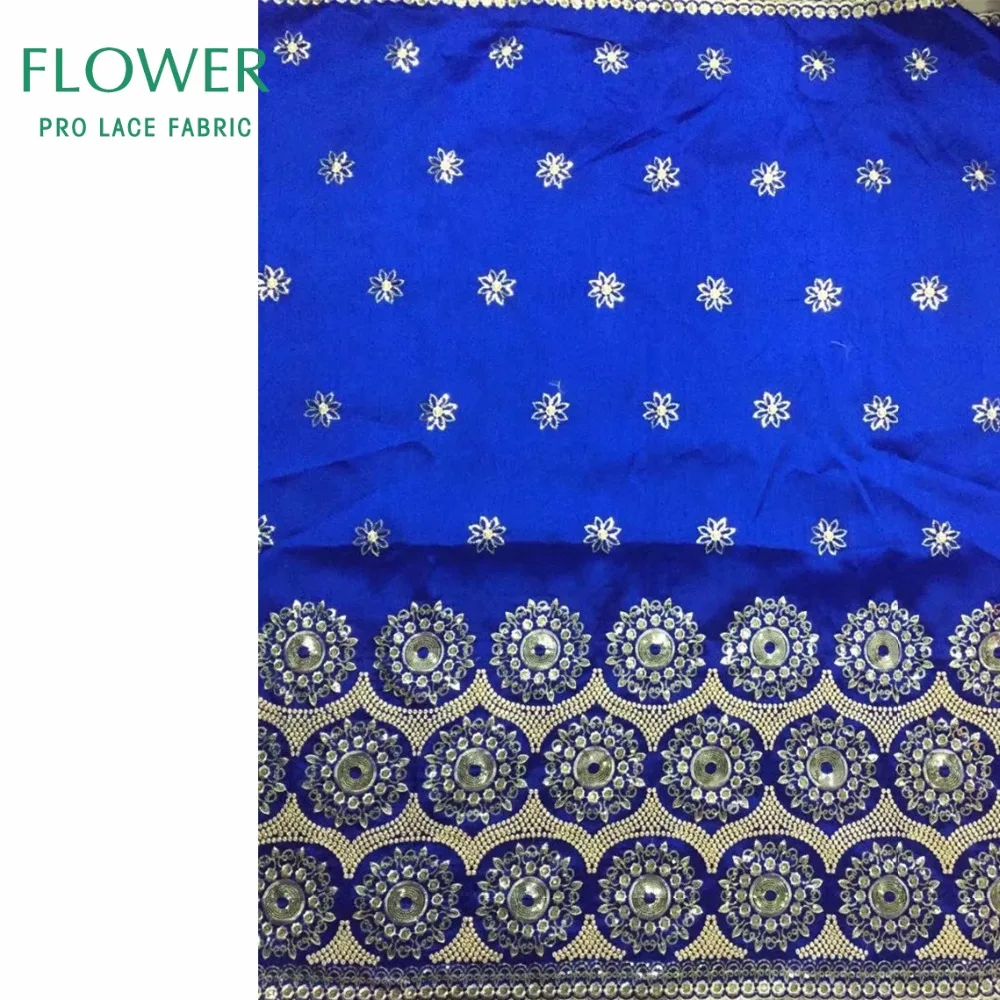 Королевский синий качественный кружевной материал Джордж с блестками