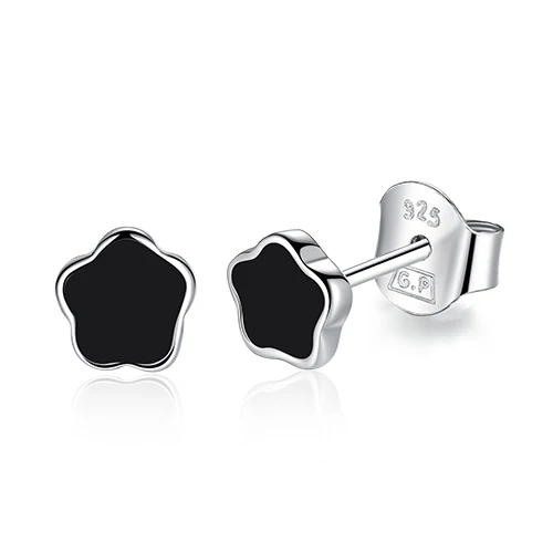 YE3119 black Популярные 925 пробы серебряные милые синие эмалированные серьги-гвоздики в форме сердца для женщин и девушек, ювелирные изделия из стерлингового серебра - Окраска металла: YE3119 black