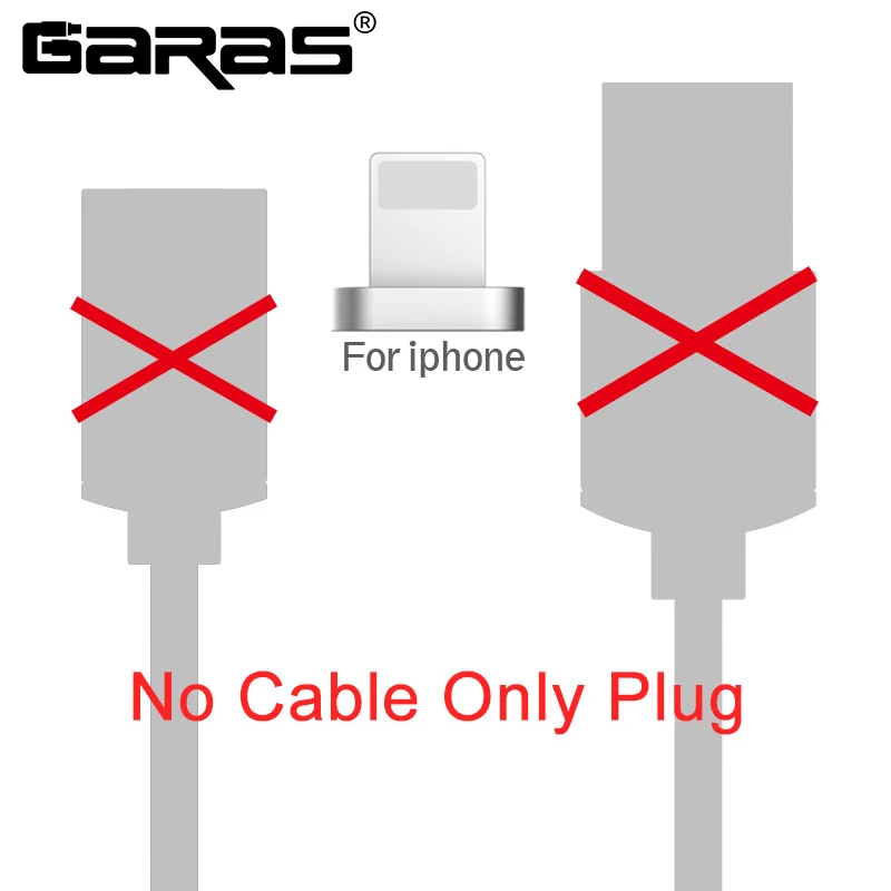 no cable only plug GARAS Магнитный кабель для iPhone Зарядное устройство Кабель-адаптер для Iphone/iPad Air/iPod мобильный телефон кабели для iPhone 2 м кабель USB - Цвет: no cable only plug