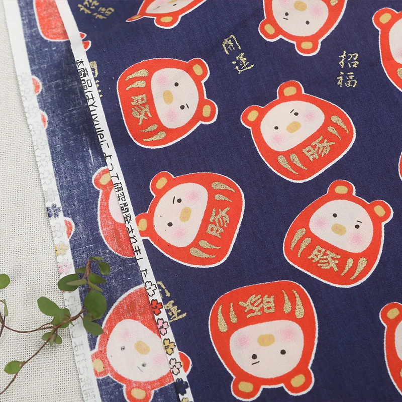 Комплект из 2 тканей японская хлопковая ткань с золотым и металлическим принтом