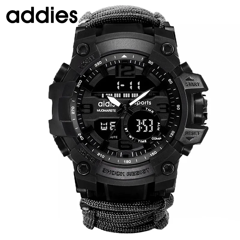 Черный Sport Watch Men Relogio Digital Military LED Compass Waterproof Shock Sports Watches Electronic Wristwatches - Цвет: Черный