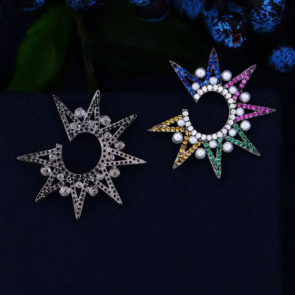 Женские серьги с искусственным жемчугом и фианитом 32 мм | Украшения аксессуары