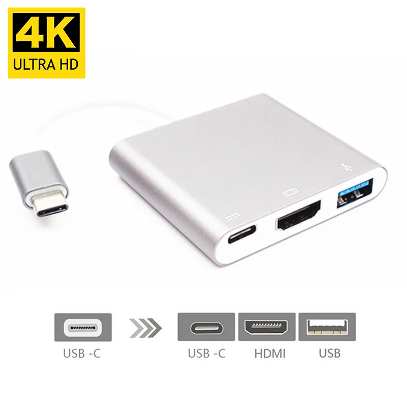Адаптер USB C на HDMI 4K 3 1 Тип совместимый тип Женский адаптер для зарядного