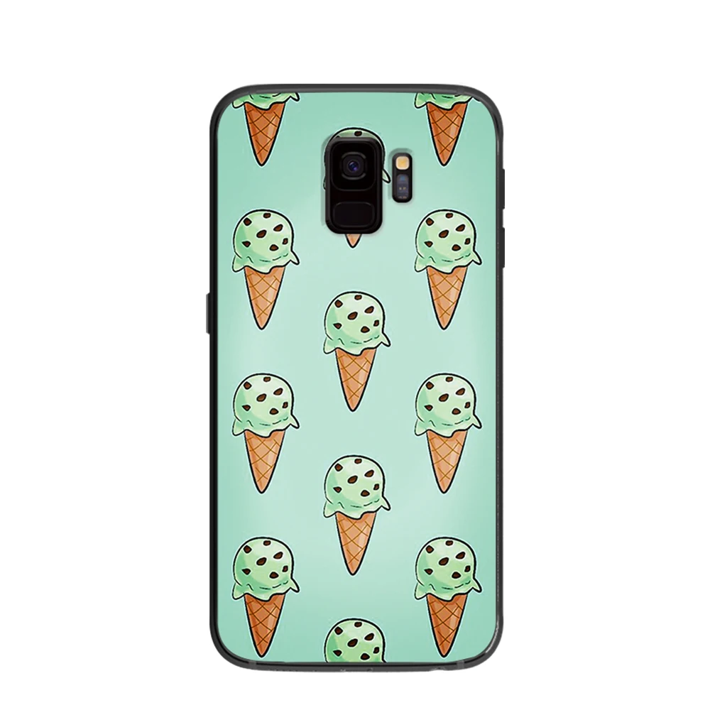 Мягкий чехол для телефона с десертным мороженым samsung Galaxy S6 S7 S8 S9 S10e Plus Note 8 9 черный