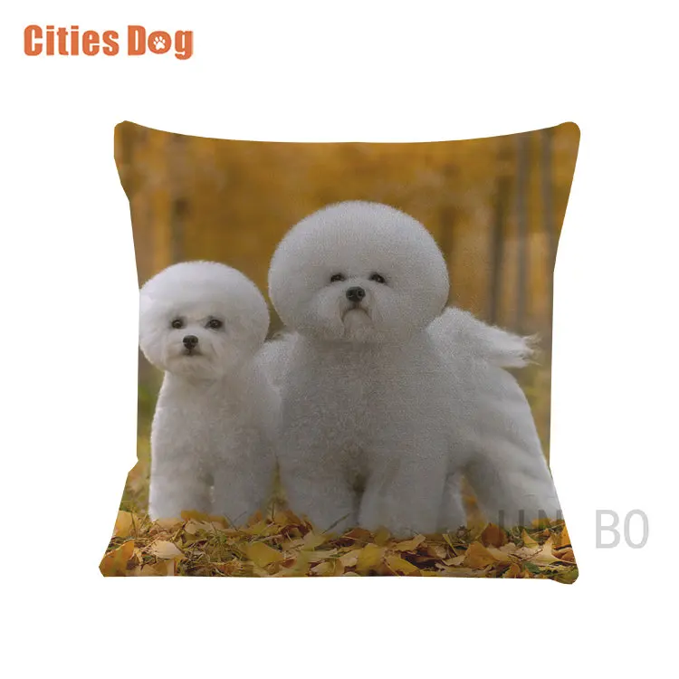 Bichon Frise кота собаки декоративные подушки накидки на подушки, новогодние украшения подарок бархатной ткани 35x35 55x55 см наволочка для подушки - Цвет: JTQ0136