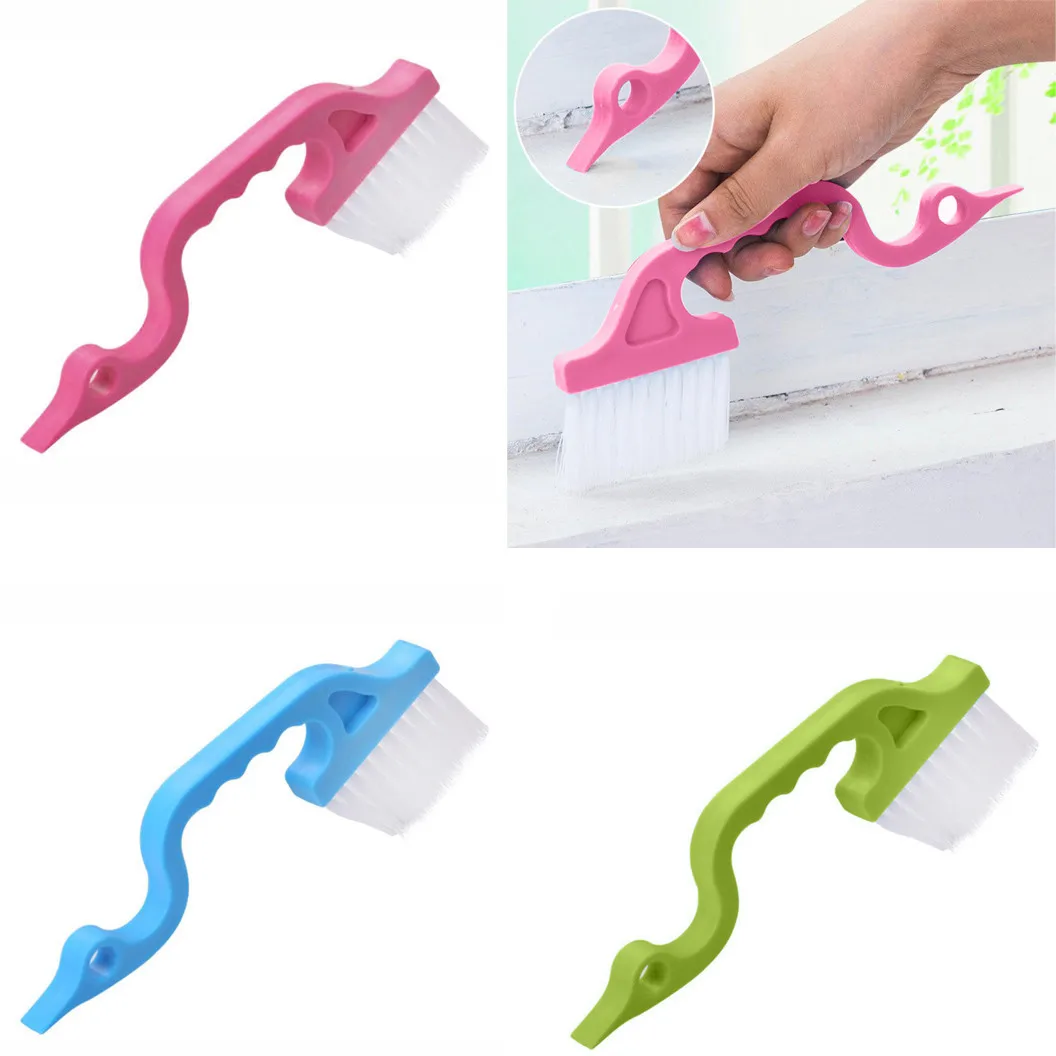 1pcs Window Groove Gap Track Cleaning Brushes 19X8.5 cm Plastic blue pink Green practical Multifunction kitchen Brush | Дом и сад