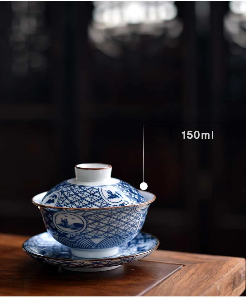 WIZAMONY Китайский Цзиндэчжэнь Чайный набор кунг-фу синий и белый gaiwan Чайник чашки чайные сервизы фарфоровые чайные принадлежности Посуда для напитков