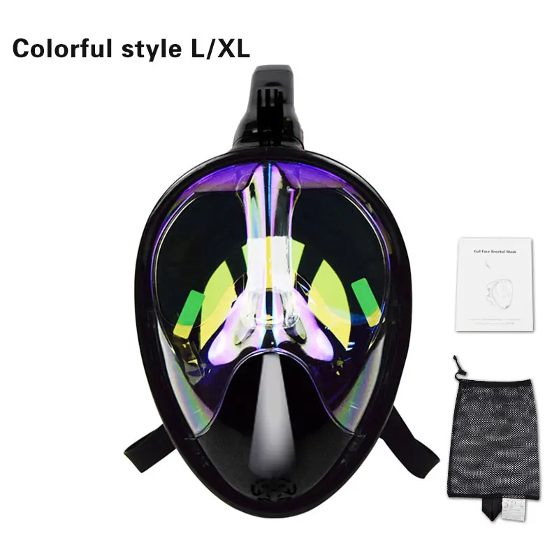 Colorful Gold L XL Маска для дайвинга, для всего лица, анти-туман, маска для подводного плавания, маска для подводной охоты, для детей/взрослых, очки, тренировочное снаряжение для дайвинга - Цвет: Colorful Gold L XL