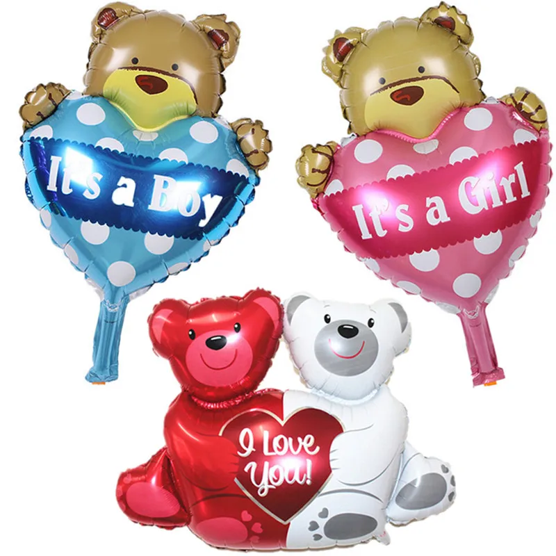 1 шт. фольгированный шар милый медведь с сердцем его мальчик девочка пол