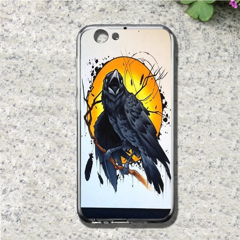 Ворона сел на Череп чехол для телефона htc один A9 M10 M7 M8 M9 E9 плюс Desire 530 626 628 630 816 820 U11