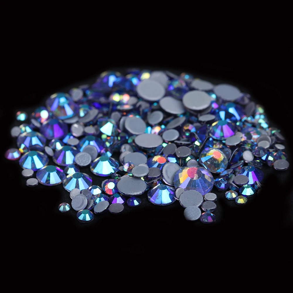 Черный Алмаз AB Горячая фиксация страз стразы Flatback клей подложка железа на