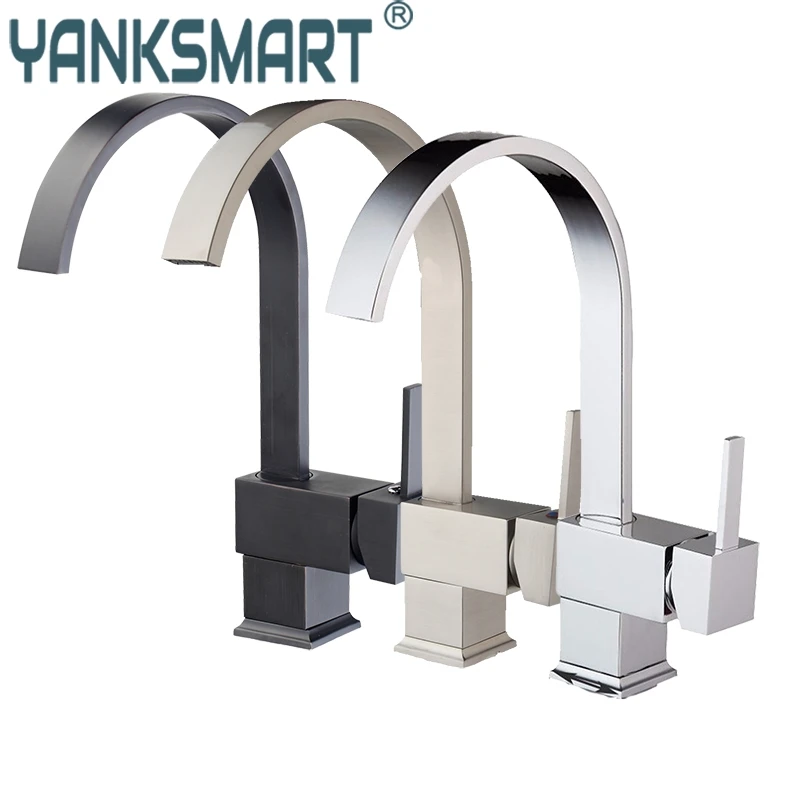 

YANKSMART Ванная комната кран Кухня Раковина Поворотный Никель матовый медный смеситель для раковины туалетный кран Роскошные смеситель хорошее качество водопроводной воды