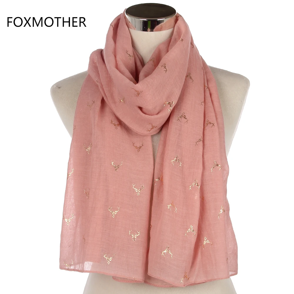 FOXMOTHER Новый брендовый розовый темно синий шарф из фольги с золотым блеском лося