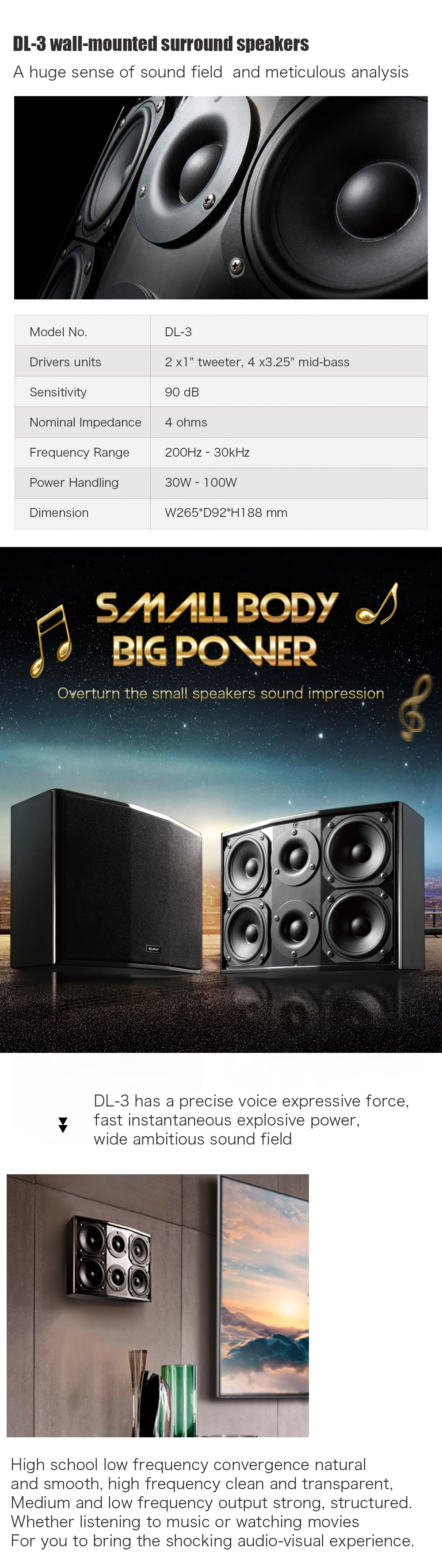 CAV DL-3 настенный динамик Scan-Speak HIFI полночастотный Динамик ТВ-динамик с высокой точностью объемная Система домашнего кинотеатра