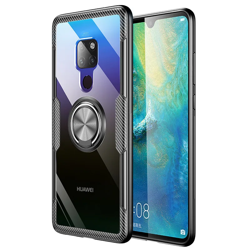 

Чехол для Huawei Mate 20 Pro Mate 20 Lite Mate 20X, с магнитным кольцом-подставкой, прозрачный, с автомобильным держателем