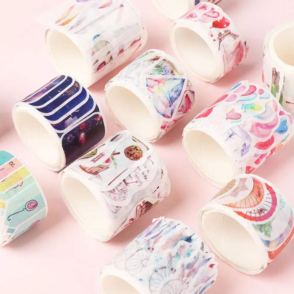 12 видов стилей 80 шт./рулон свежий круг печать лента для декорации Washi DIY дневник в стиле Скрапбукинг клейкую ленту наклейки