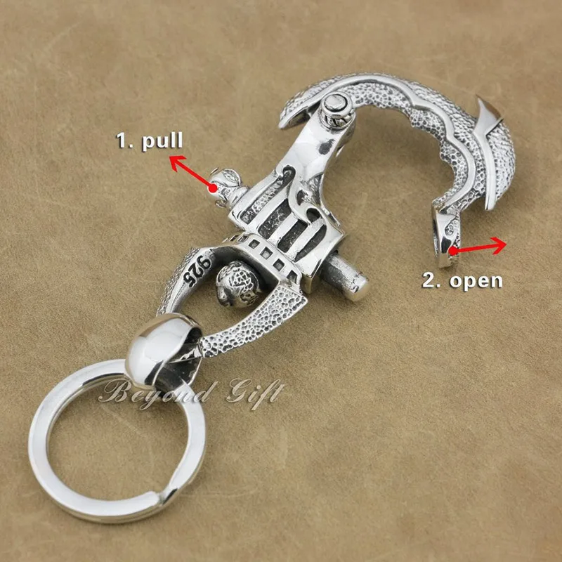 Брелок для ключей 8J018 из серебра 925 пробы в стиле ретро панк|keyring fashion|keychain keyringfashion