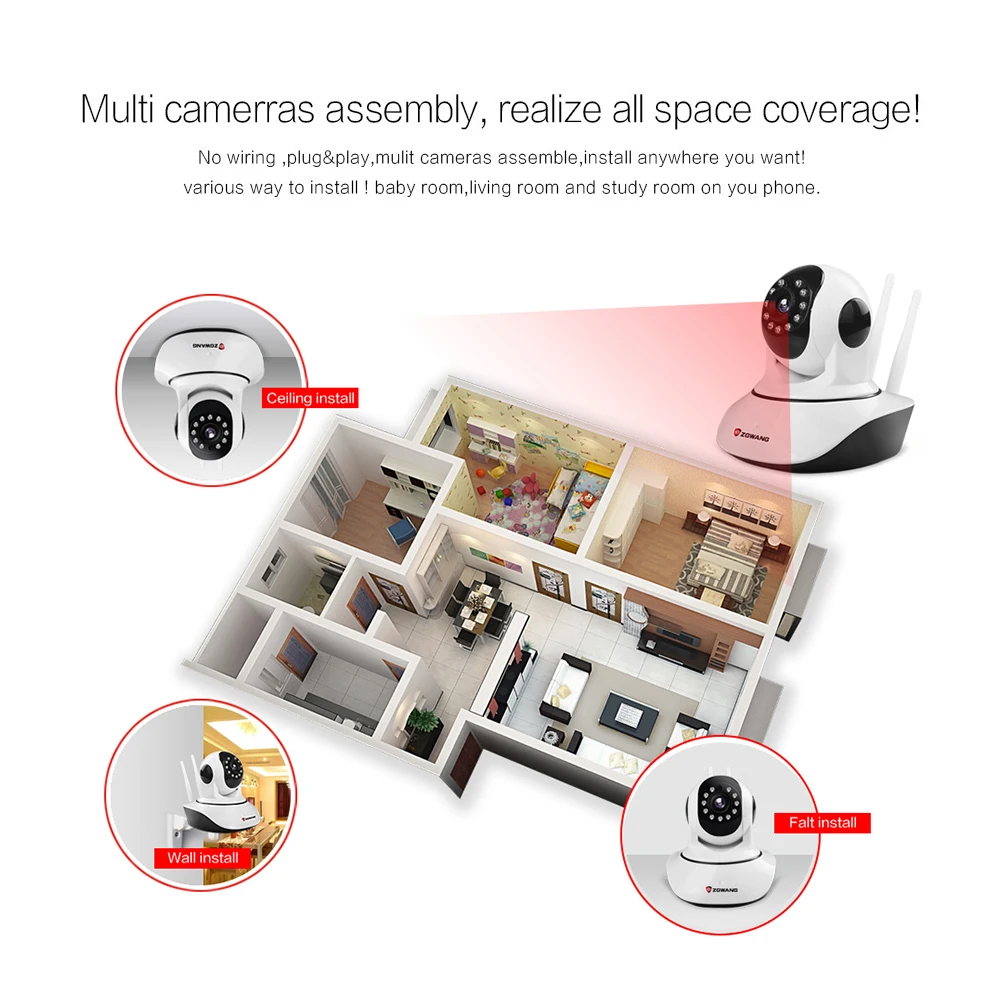 ZGWANG HD 720P Wi-Fi IP-камера беспроводная стандартная камера видеонаблюдения IR Cut