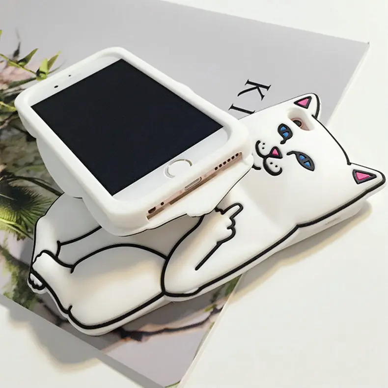 3D Кошка Мягкий Чехол Для iPhone 7 Силиконовый ТПУ Милый Карман котенок Крышка Plus 6 S