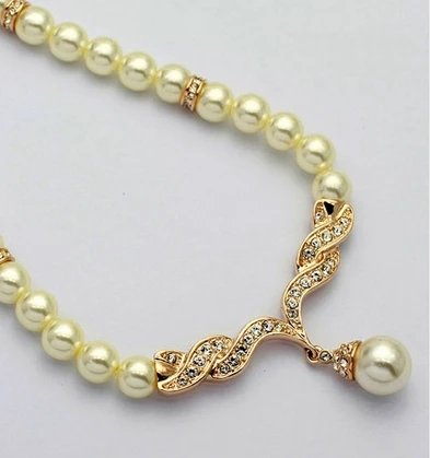 Ювелирные изделия с кристаллами покрытые золотом жемчуг ожерелья серьги