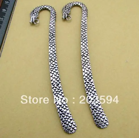 

50Pcs/lots antique silver dragon bookmark Alloy Metal gift