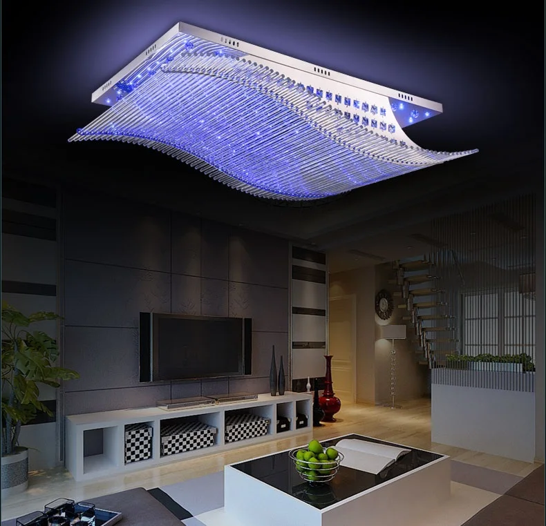 Современные светодиодные прямоугольные Хрустальные потолочные светильники для