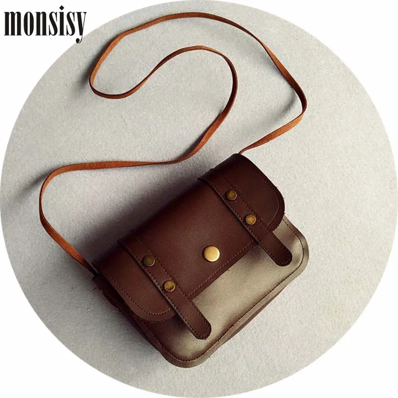Monsisy Christmas Children Handbag Wallet Boy Coin Purse Bag Vintage Rivet PU Leather Girl Shoulder Retro Kid Small Gift |