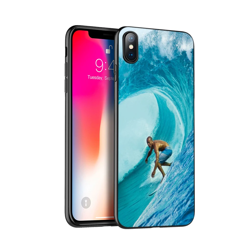 Черный чехол из ТПУ для iphone 5 5s SE 2020 6 6s 7 8 plus x 10 XR XS 11 pro MAX морская волна серфинг лето