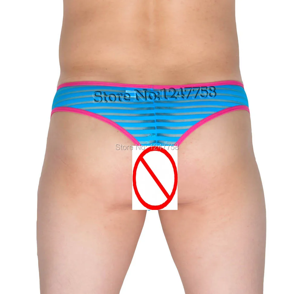 Сексуальные мужские прозрачные сетчатые полосатые бикини боксеры нижнее белье
