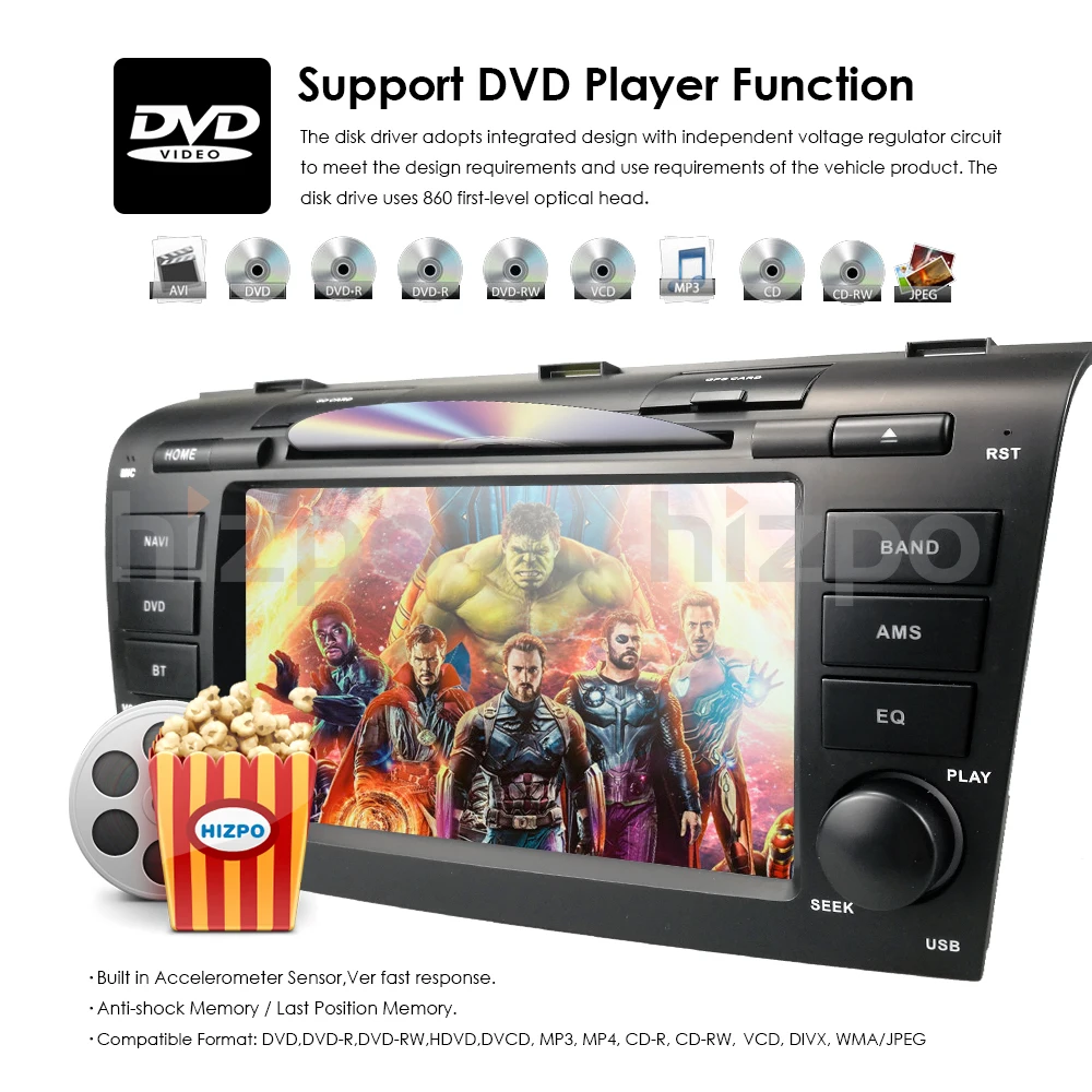7' для Mazda 3 2004-2009 двойной 2 Din радио USB SD iPhone SD 1080 P AV-IN рулевое колесо bluetooth Управление мультимедиа системы DAB