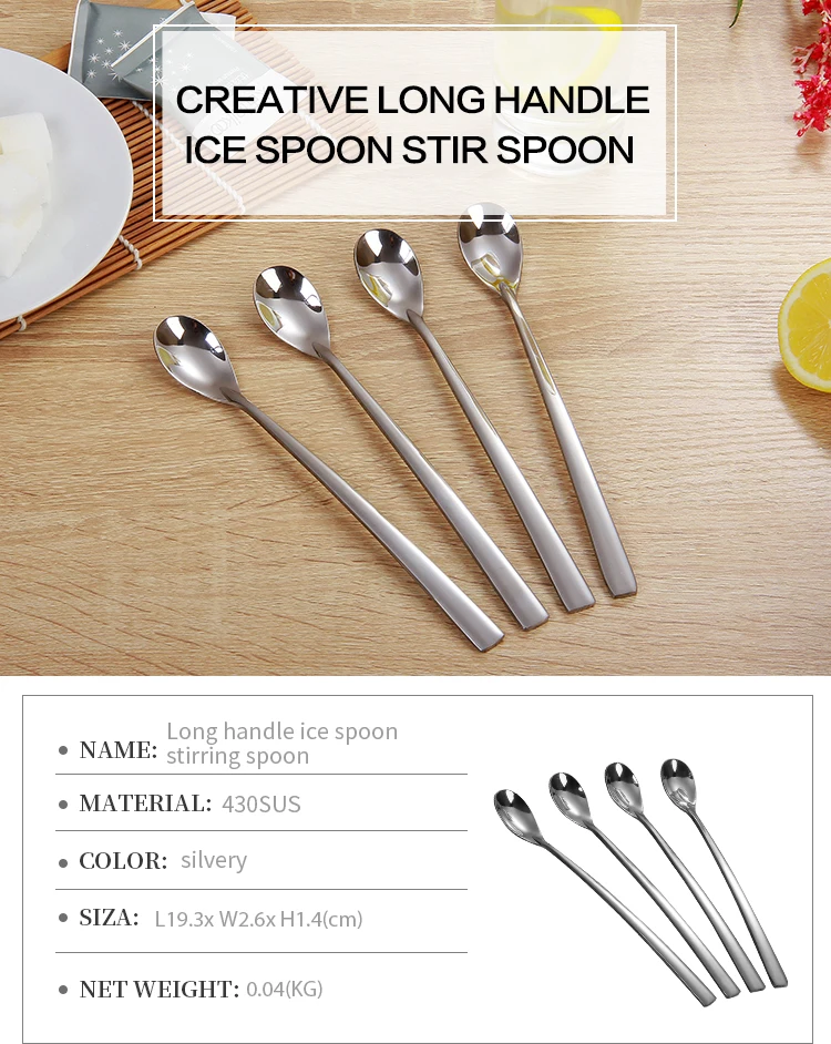 ОРЗ 4 шт./компл. Нержавеющая сталь длинной ручкой SpoonSet Чай десерт Кофе помешивая мороженое столовые принадлежности Комплектная посуда набор