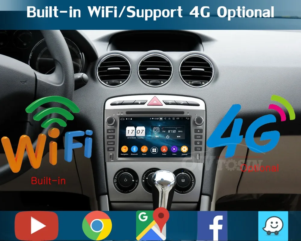 " ips Восьмиядерный 4 Гб ОЗУ+ 64 Гб ПЗУ Android 9,0 автомобильный DVD радио gps для peugeot 408 308 308SW 2007-2011 DSP CarPlay Parrot BT стерео