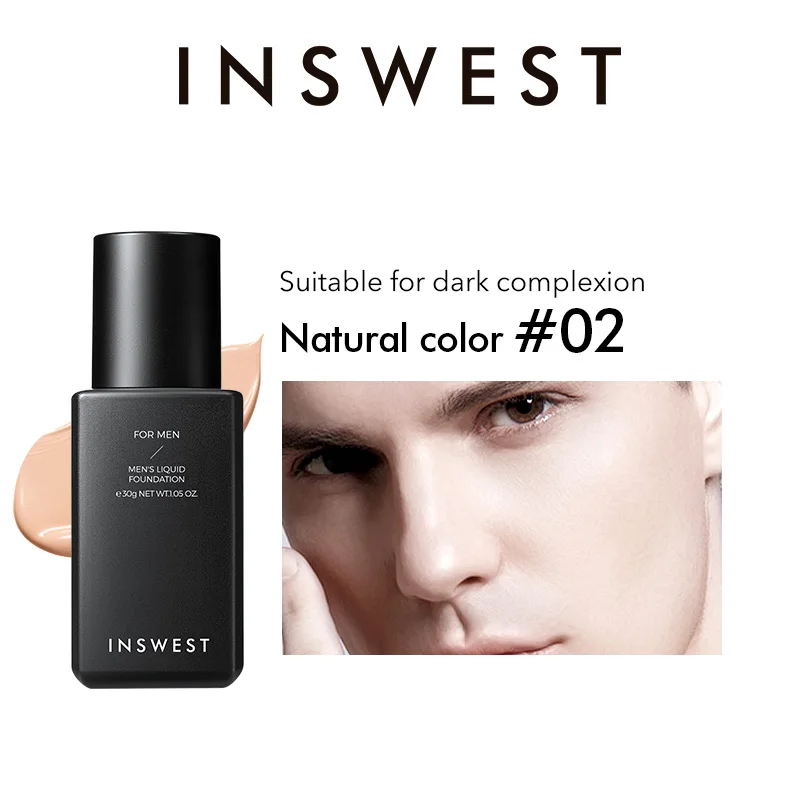 02 natural color 30 г Мужская стойкая основа для лица Жидкая Основа крем Полное покрытие консилер контроль маслом водостойкий BB крем легко носить макияж - Цвет: 02 natural color