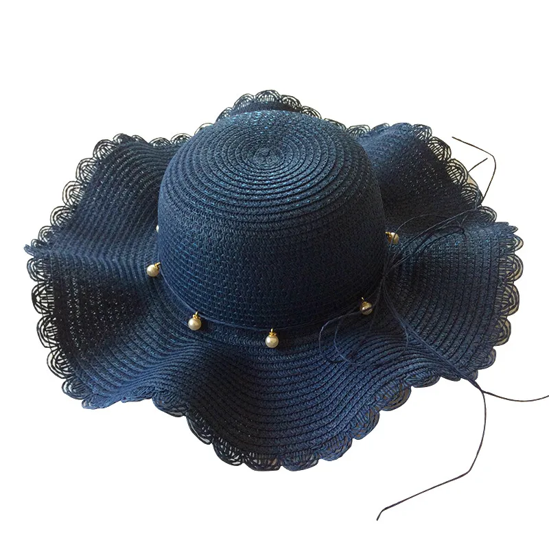 Girls Sun Cap Children Pearl Wave Straw Hat Kids Panama Beach Summer Baby Hats Caps | Детская одежда и обувь
