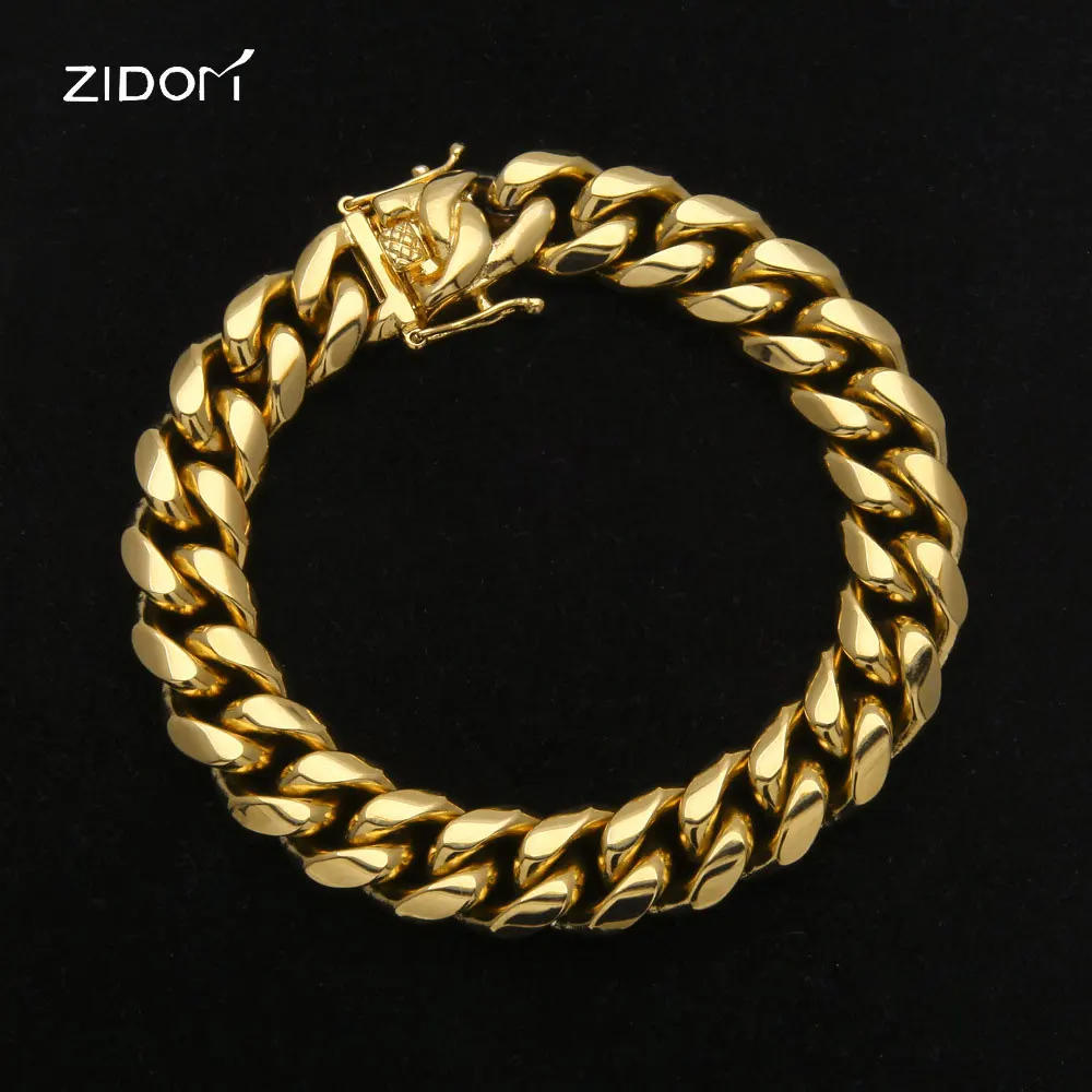 Мужской хип хоп браслет цепочка из нержавеющей стали длиной 23 см с кубинскими