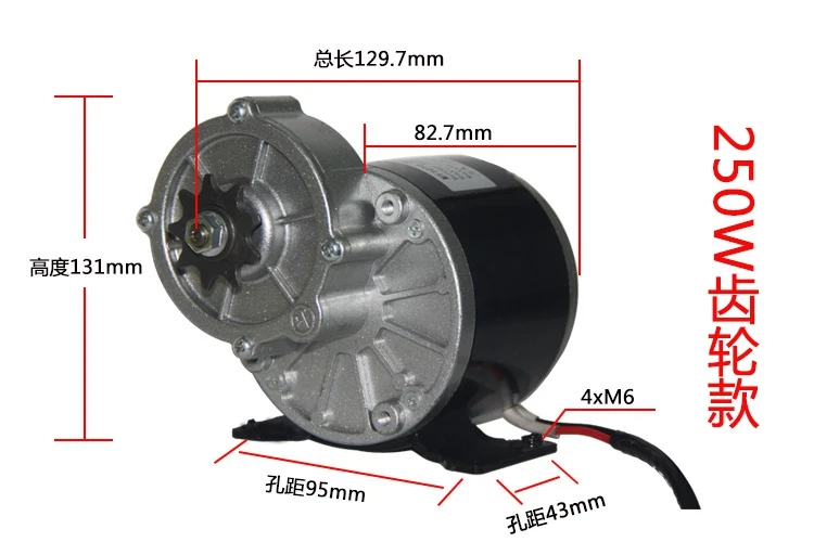 12V 24V 250W Матовый постоянного тока с постоянным магнитом Шестерни мотор MY1016Z Электрический велосипед трехколесный велосипед, фара для электровелосипеда в поясом мотор большой крутящий момент